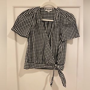 Madewell Gingham Wrap Top - Black and White